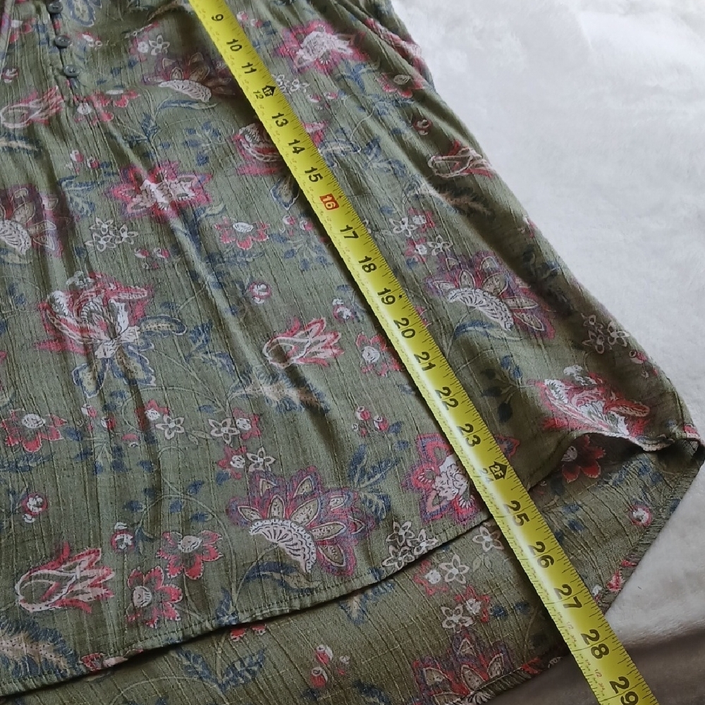 St. John's Bay Olive Green Floral Tassel Camisole - Picture 8 of 12